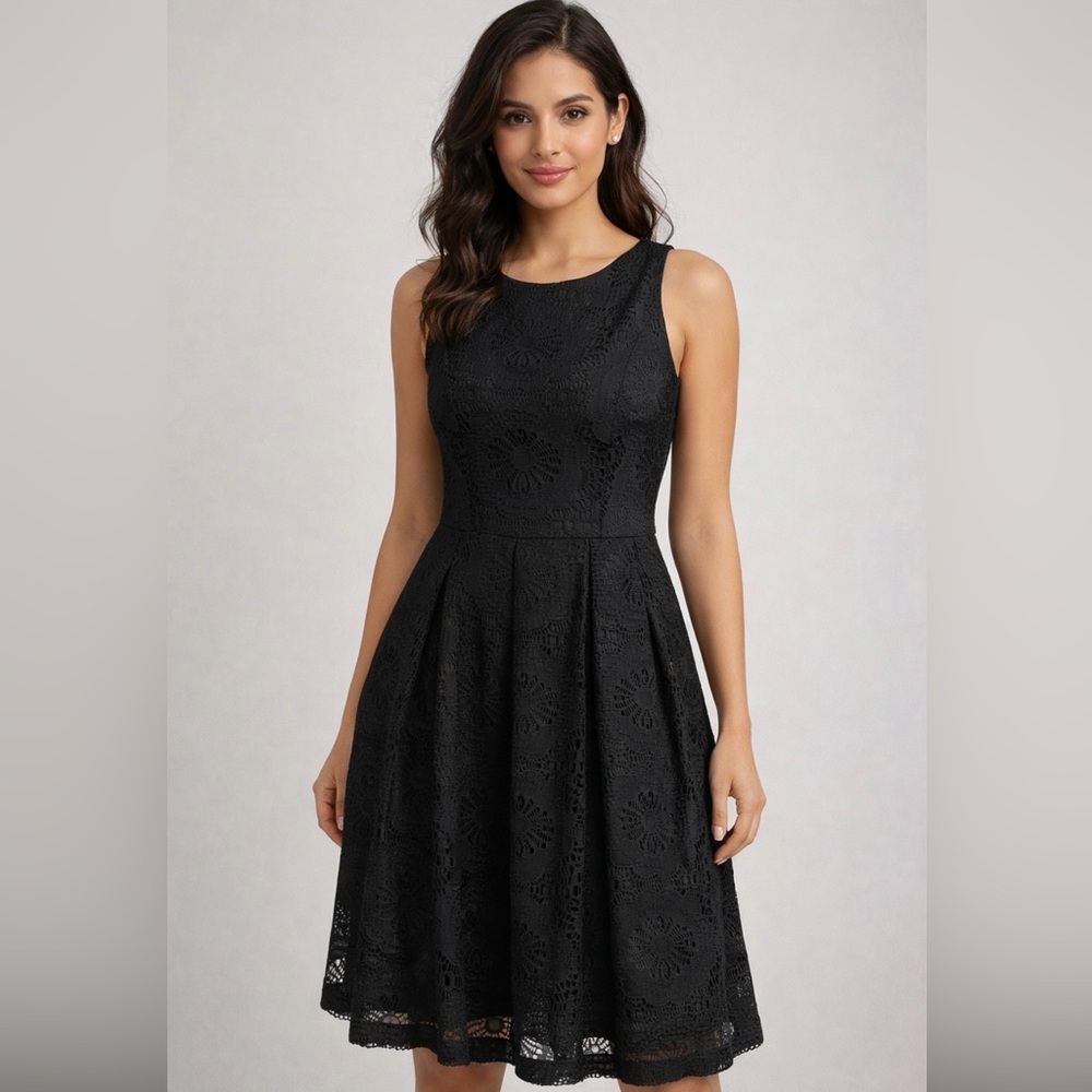 New York & Company Black Lace Midi Dress
